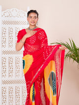  Georgette Multi Colour Bandhni saree 