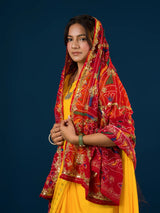 KcPc Pure Georgette Handmade Bandhej With Zari Thread Work Rajasthani Chunri (Chunri)