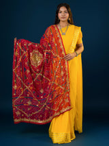KcPc Pure Georgette Handmade Bandhej With Zari Thread Work Rajasthani Chunri (Chunri)