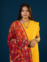 KcPc Pure Georgette Handmade Bandhej With Zari Thread Work Rajasthani Chunri (Chunri)