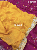 By Chinon silk Beautiful Kalamkari Style Saree in purple colour