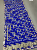 KcPc Pure Gaji Silk Bandhani Gotapatti Designer Jaipuri Traditional Dupatta satis Blue