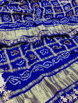 KcPc Pure Gaji Silk Bandhani Gotapatti Designer Jaipuri Traditional Dupatta satis Blue
