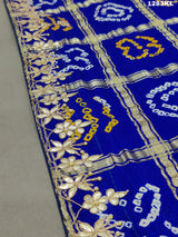 KcPc Pure Gaji Silk Bandhani Gotapatti Designer Jaipuri Traditional Dupatta satis Blue