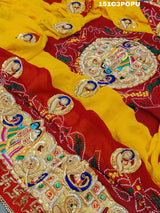 KcPc Traditional Ethnic Marwadi Belbuti Odhna Pomcha (Pure Georgette Fabric)