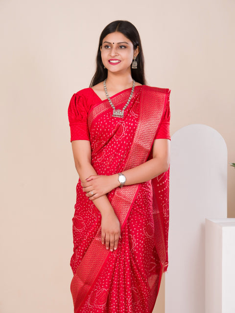 KcPc New Cotton silk Ajrakh style With Ajrakh HandPrint Work Saree STL
