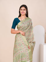Cotton silk Ajrakh styleSaree under 1000