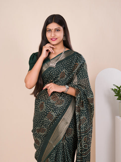 KcPc New Beautiful  Cotton silk Ajrakh style With Ajrakh HandPrint Work Saree STL