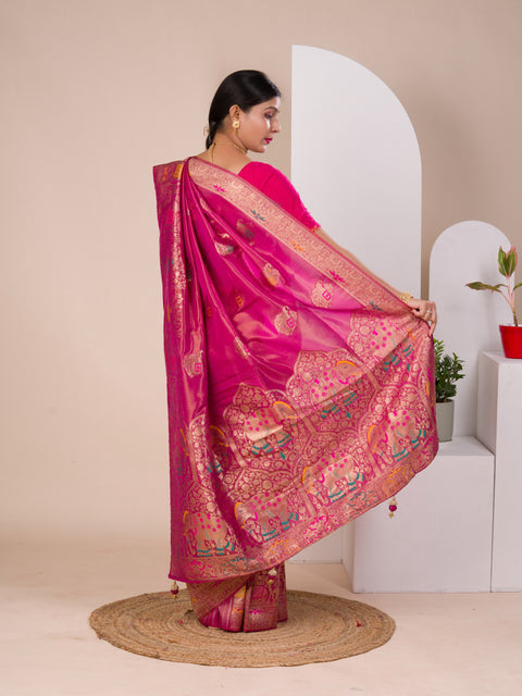 KcPc New Tussar Silk Banarasi style With Meenakari weaving Saree DC