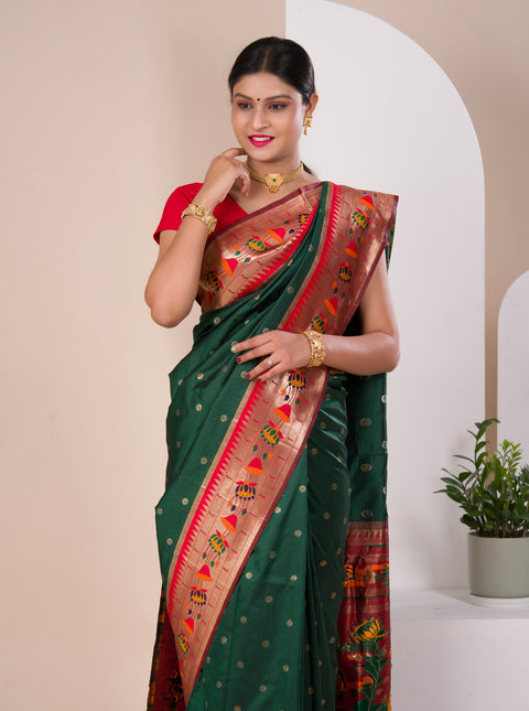 KcPc New Arrival Paithani silk Beautiful Zari Border Pallu saree SANG