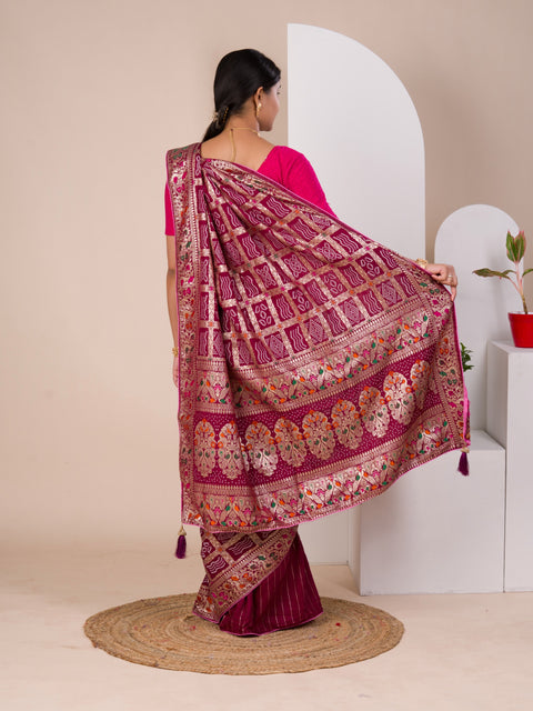KcPc Latest Upada Silk Bandhani Ghatchola Meenakari Banarasi Saree  SWA