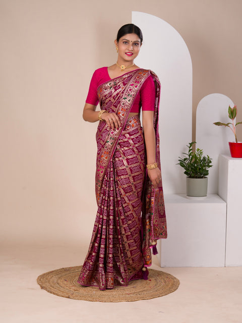 KcPc Latest Upada Silk Bandhani Ghatchola Meenakari Banarasi Saree  SWA