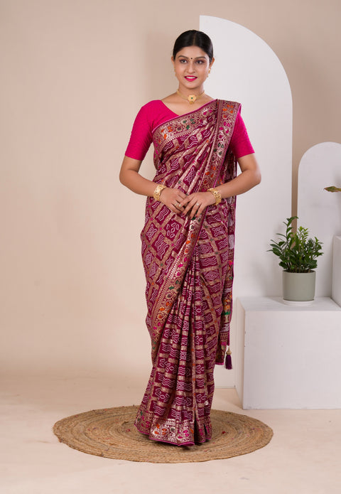 KcPc Latest Upada Silk Bandhani Ghatchola Meenakari Banarasi Saree  SWA