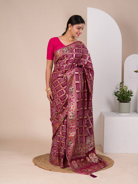 KcPc Latest Upada Silk Bandhani Ghatchola Meenakari Banarasi Saree  SWA