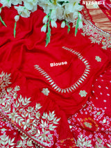 KcPc Pure Gaji Silk Bandhani Ghatchola Gotapatti SareeAMT Red