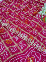 KcPc Pure Gaji Silk Bandhani Ghatchola Gotapatti Sareeamt