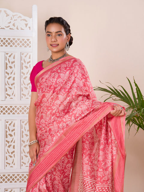 KcPc Special Batik Sanganeri Print Banarasi Border Saree STL