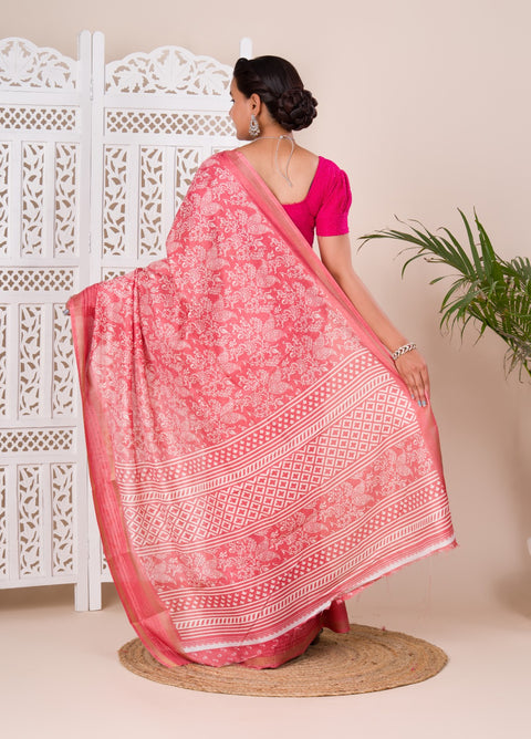 KcPc Special Batik Sanganeri Print Banarasi Border Saree STL