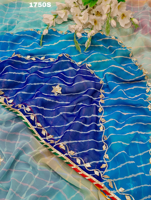 KcPc New Launch Georgette Multicolour Jaipuri Gotapatti Leheriya Saree MHS