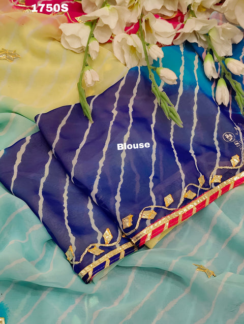 KcPc New Launch Georgette Multicolour Jaipuri Gotapatti Leheriya Saree MHS