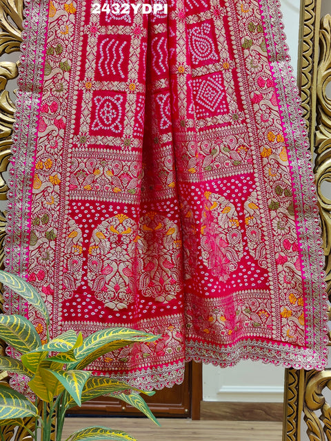 KcPc Beautiful Georgette Bandhani Style Sequence Work Dupatta AMT