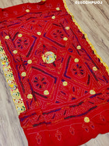 KcPc New Beautifull Heavy Belbutti pure Radhakrishna odhna(Pure Ojariya Fabric)