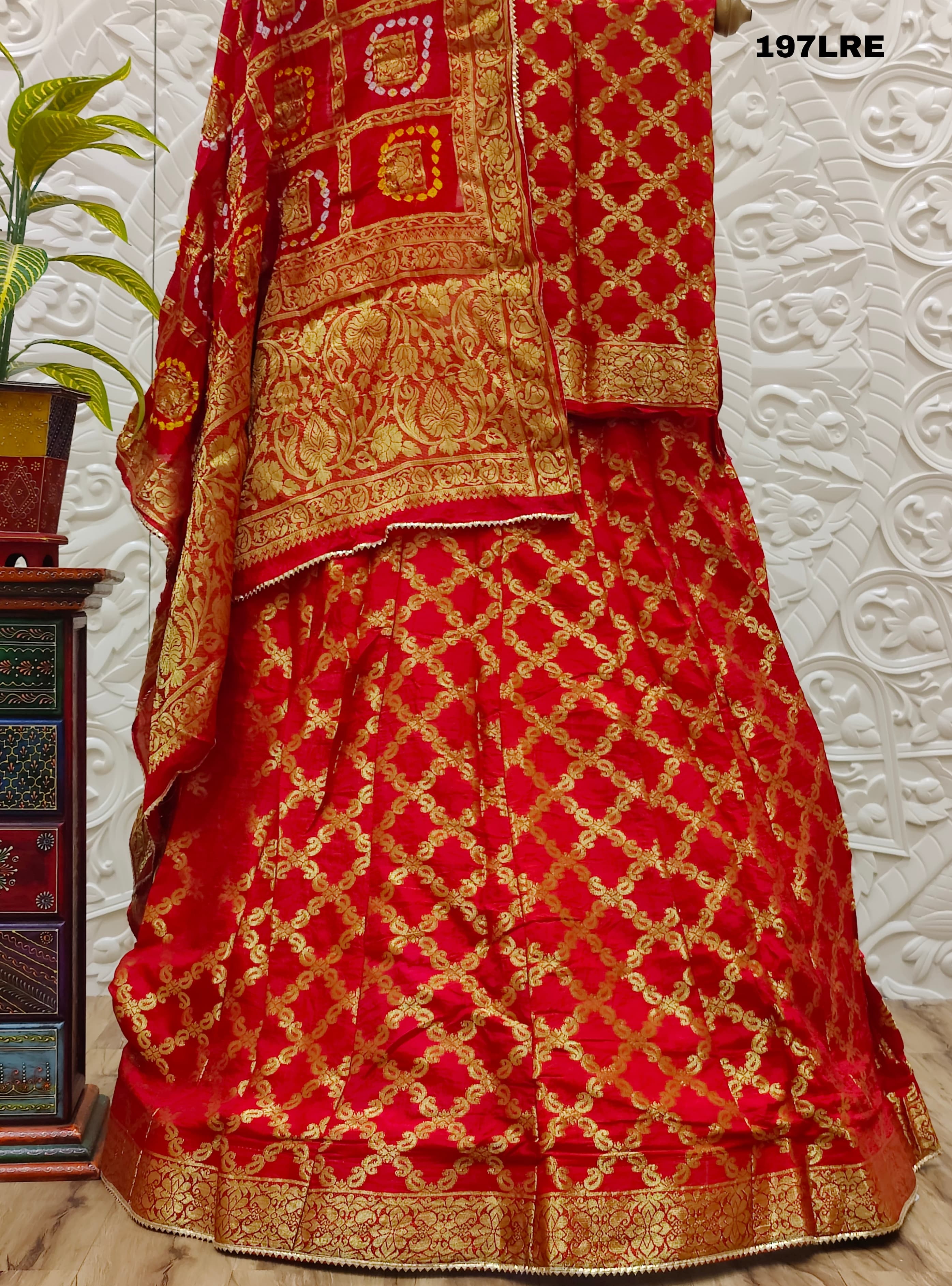 KcPc Beautiful New Rajasthani Bandhej Gharchola LehengaKML