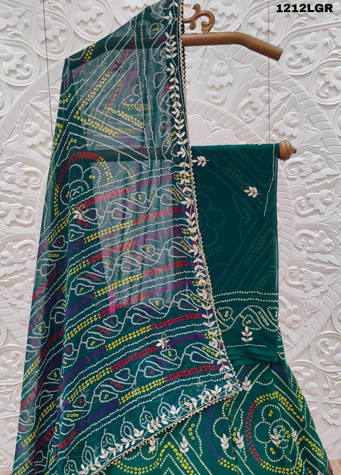 KcPc Pure Georgette Bandhani Print Cutdana And Stone Work Lehenga RTK
