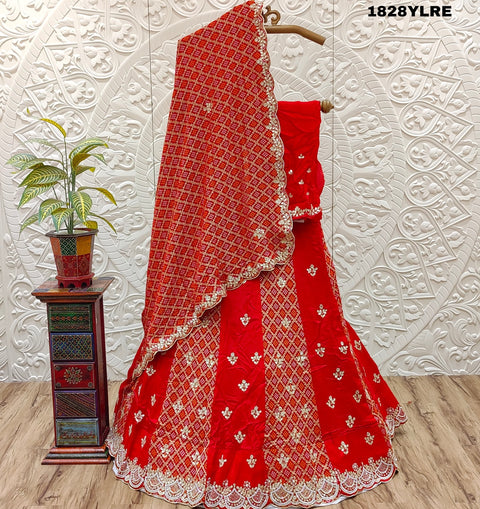 KcPc New Pure Khaddi Georgette Bandhani Katdana White Beads  Work Lehenga Set  MAD