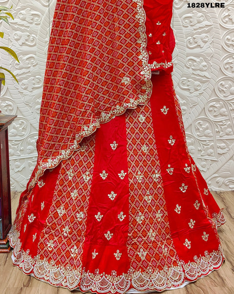 KcPc New Pure Khaddi Georgette Bandhani Katdana White Beads  Work Lehenga Set  MAD