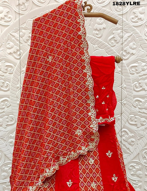 KcPc New Pure Khaddi Georgette Bandhani Katdana White Beads  Work Lehenga Set  MAD
