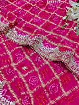  beautiful saree is made of soft Pure Gaji Silk with a traditional Bandhani style design