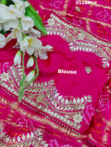  beautiful saree is made of soft Pure Gaji Silk with a traditional Bandhani style design