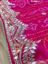  beautiful saree is made of soft Pure Gaji Silk with a traditional Bandhani style design