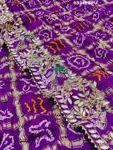 KcPc Pure Gaji Silk Bandhani Ghatchola Heavy Gotapatti Work Saree BTUPurple