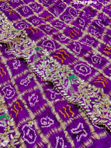 KcPc Pure Gaji Silk Bandhani Ghatchola Heavy Gotapatti Work Saree BTUPurple