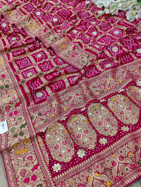KcPc Pure Georgette Gharchola Bandhej Cutdana Gotapatti Work Saree  MOHI