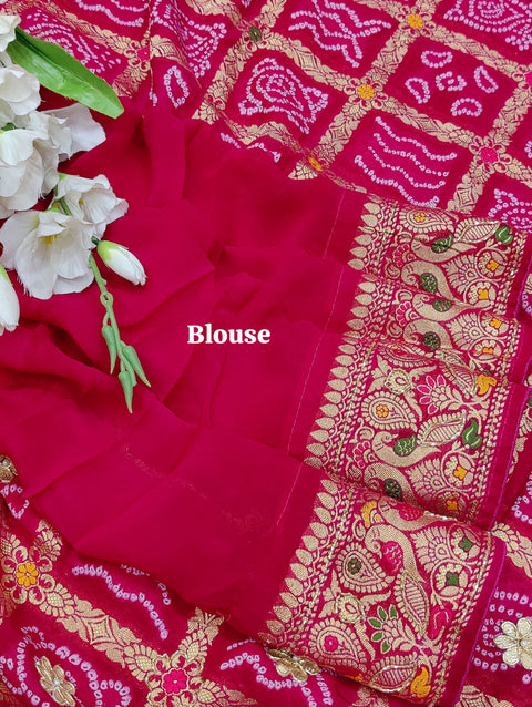 KcPc Pure Georgette Gharchola Bandhej Cutdana Gotapatti Work Saree  MOHI