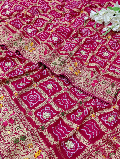 KcPc Pure Georgette Gharchola Bandhej Cutdana Gotapatti Work Saree  MOHI