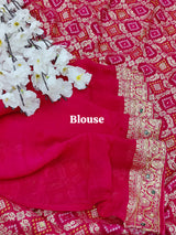 Buy Pure Gorgette Bandhani Style SareeKcPc 