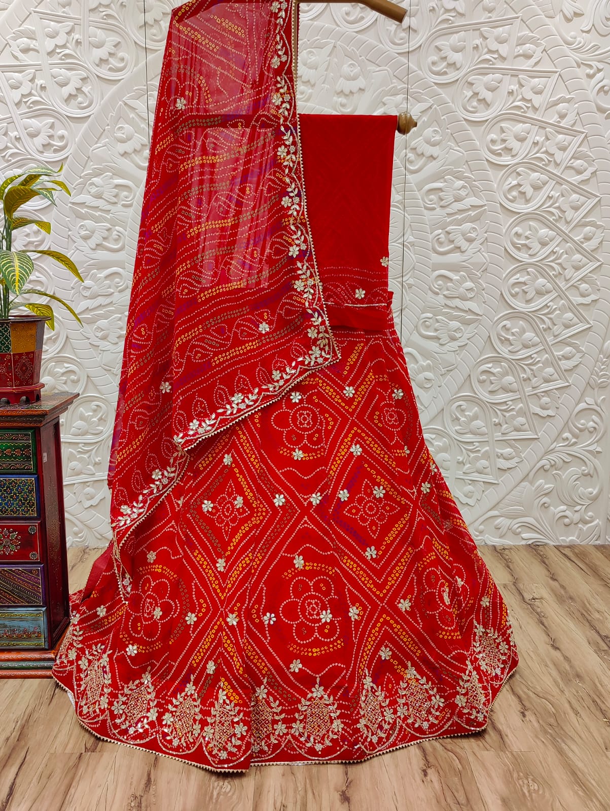Rajasthani chunri style lehenga with gotapai work