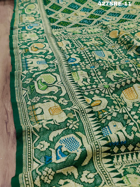 KcPc Figure Design Khaddi Georgette Janglaw Bandhani Neemzari Saree