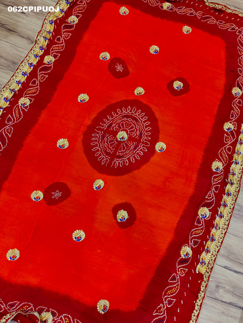 KcPc Marwadi Chundi Pilia Odhna All Over same Belbuti Peacock Style Pila(pure Ojariya Fabric)