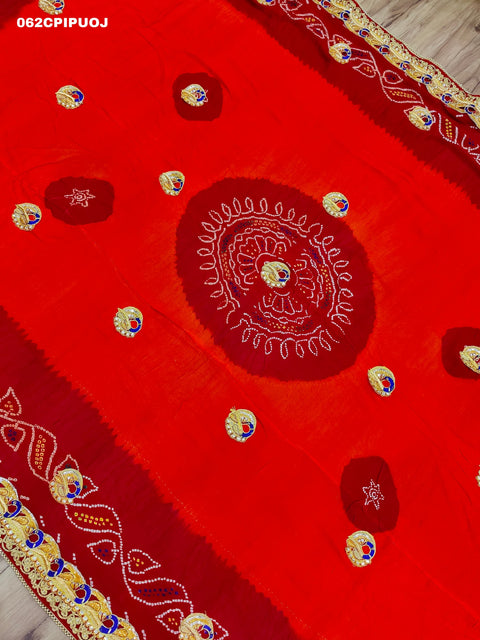KcPc Marwadi Chundi Pilia Odhna All Over same Belbuti Peacock Style Pila(pure Ojariya Fabric)