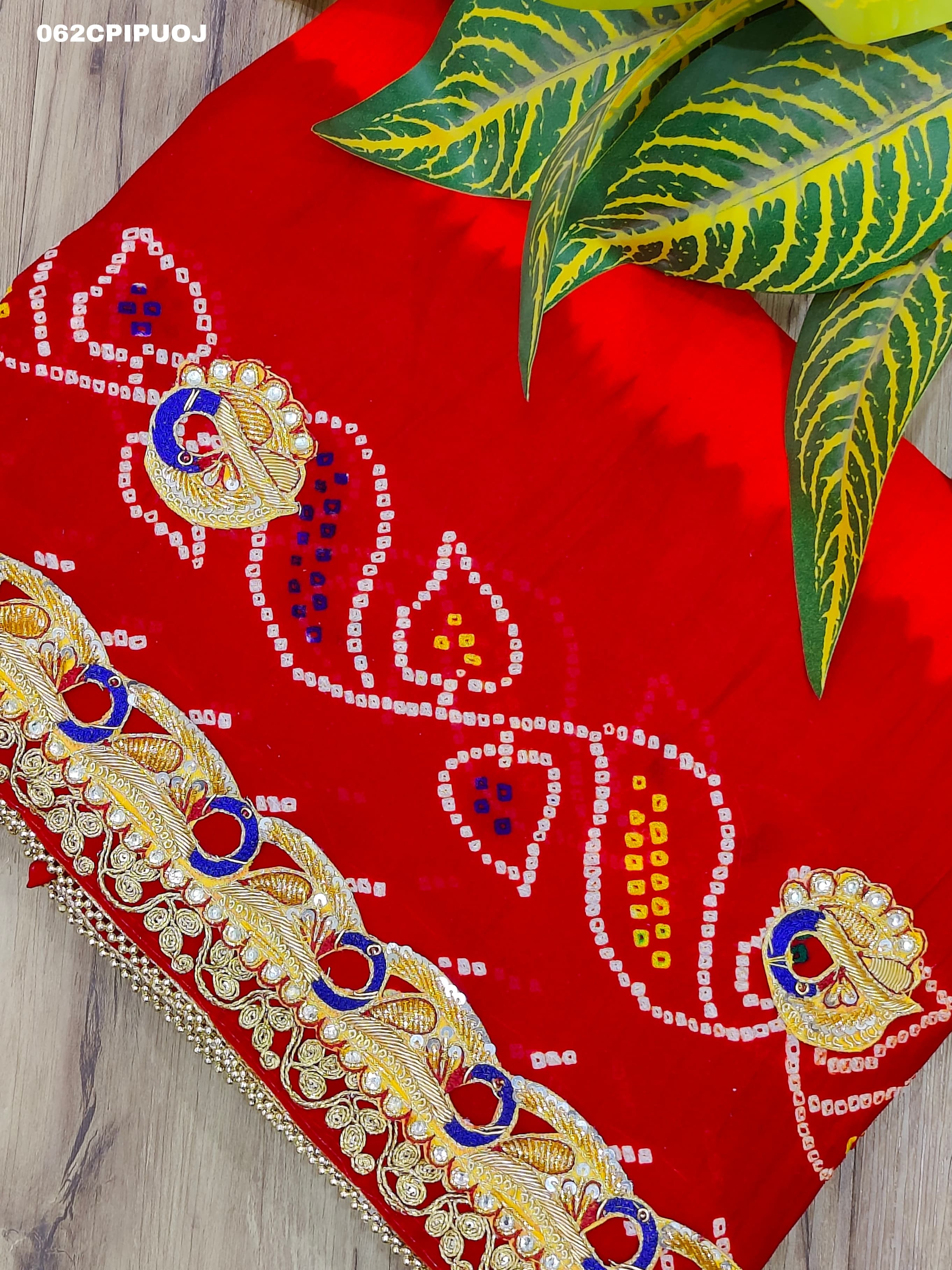 KcPc Marwadi Chundi Pilia Odhna All Over same Belbuti Peacock Style Pila(pure Ojariya Fabric)