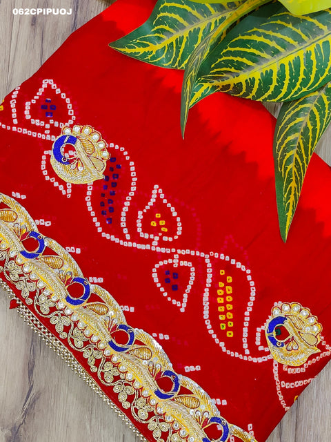 KcPc Marwadi Chundi Pilia Odhna All Over same Belbuti Peacock Style Pila(pure Ojariya Fabric)