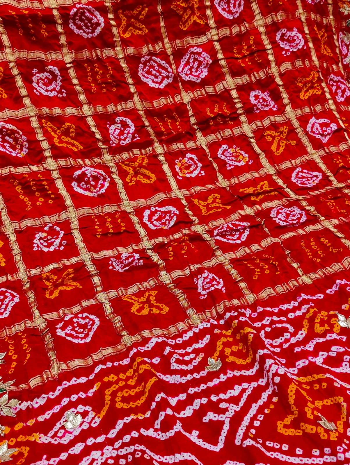 affordable gaji silk saree in bandhani style
