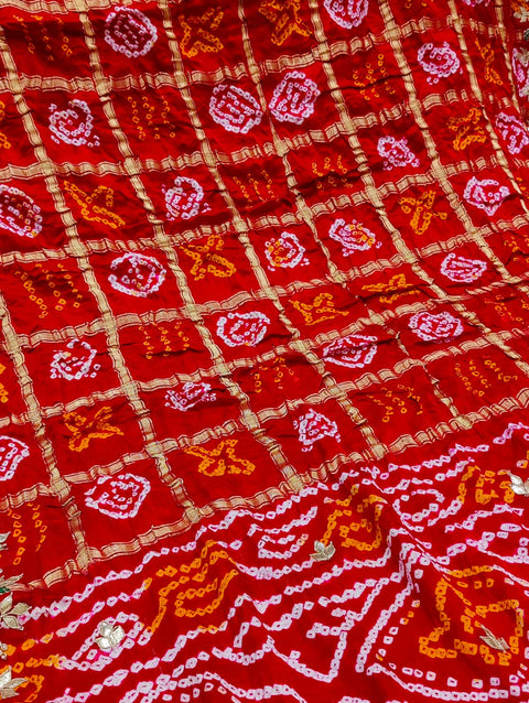 KcPc Pure Gaji Silk Handloom Bandhani Gotapatti Work Jaipuri Traditional Saree AMT