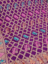 KcPc Pure Figure Design Khaddi Georgette Janglaw Bandhani Neemzari SareePurple