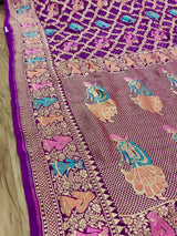 KcPc Pure Figure Design Khaddi Georgette Janglaw Bandhani Neemzari SareePurple